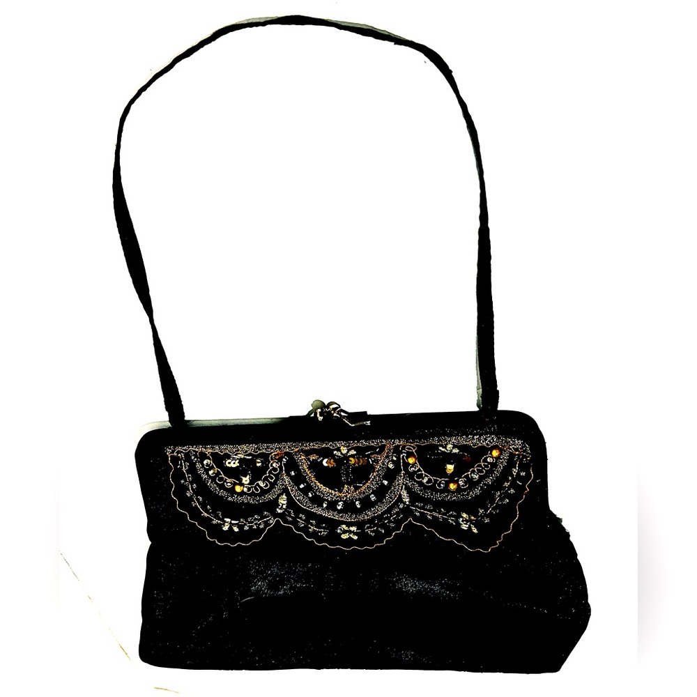 Vintage Beaded Kiss Lock Closure Purse Evening Bag Grannycore